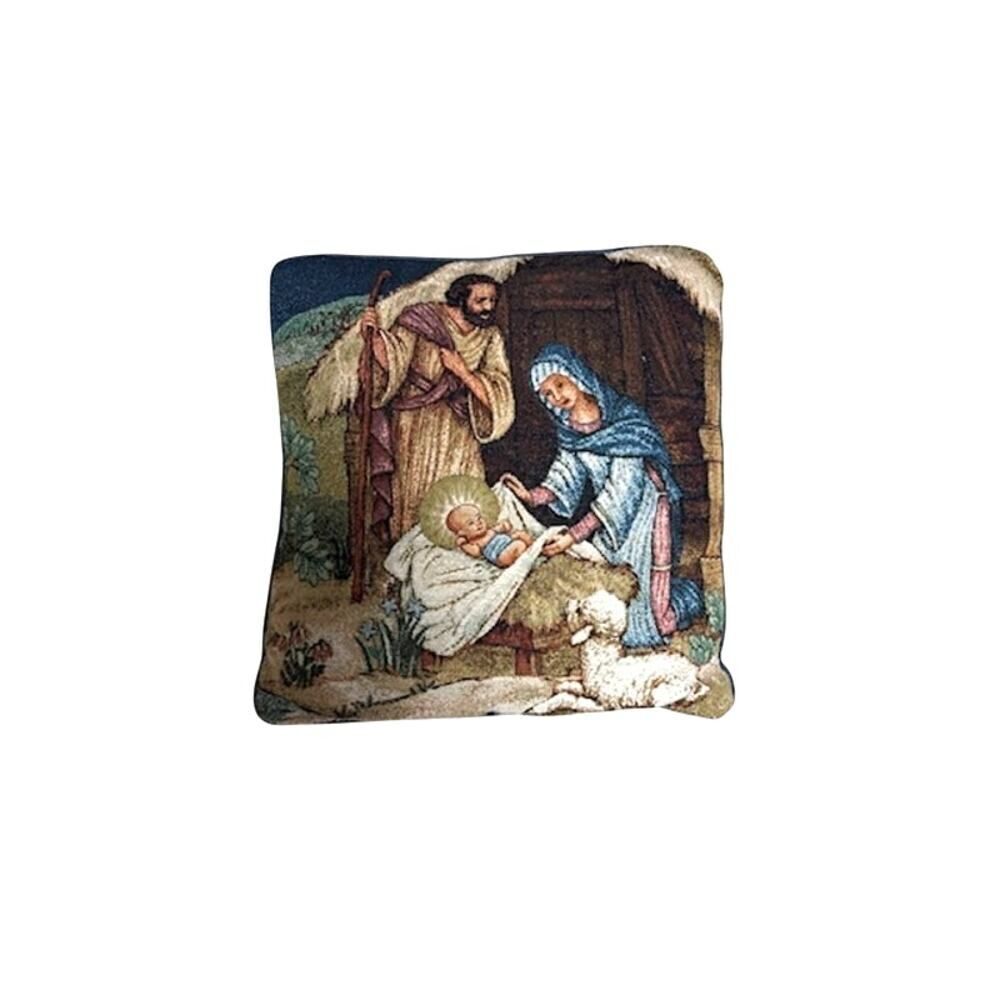 Nativity Scene Throw Pillow Square Holiday Decor Tapestry Nice!